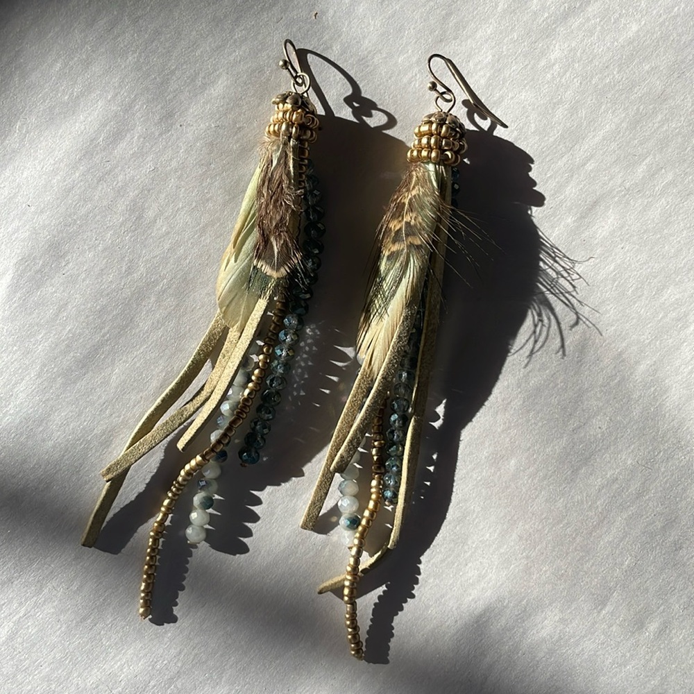 Fun blue turquoise mixed media earrings